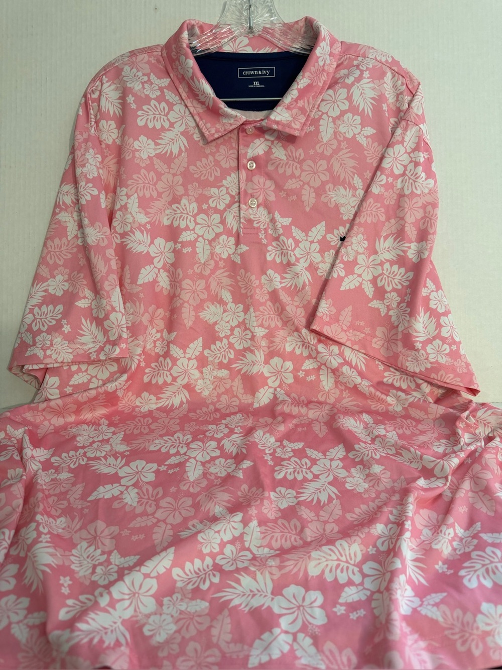 crown & ivy Pink Floral Print Men's Polo